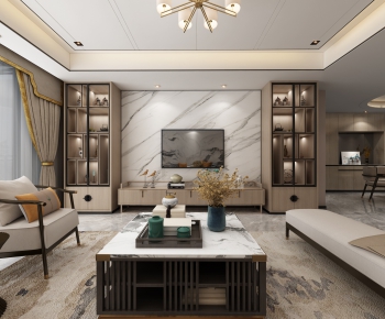 New Chinese Style A Living Room-ID:296152698