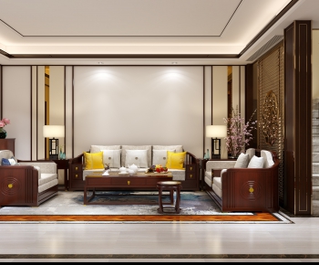 New Chinese Style A Living Room-ID:322219741