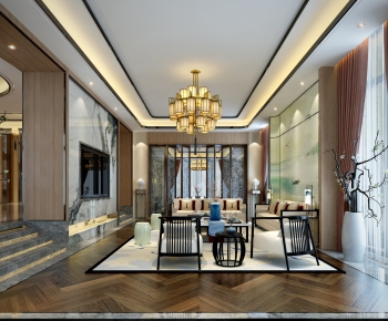 New Chinese Style A Living Room-ID:632050471