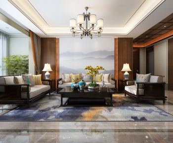 New Chinese Style A Living Room-ID:969218347