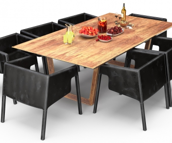 Industrial Style Dining Table And Chairs-ID:666722333