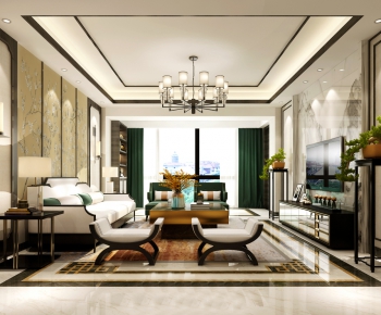 New Chinese Style A Living Room-ID:136575546