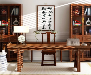 New Chinese Style Computer Desk And Chair-ID:916928535