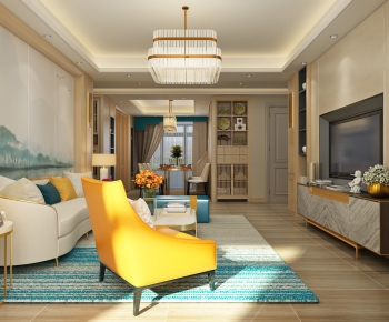 New Chinese Style A Living Room-ID:442634189