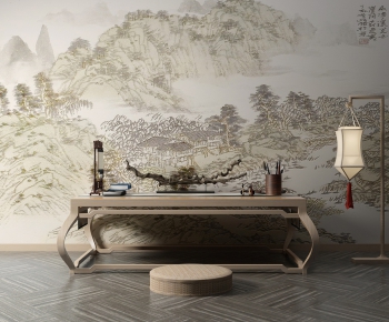 New Chinese Style Computer Desk And Chair-ID:487286951