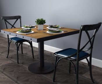 Industrial Style Dining Table And Chairs-ID:764351367