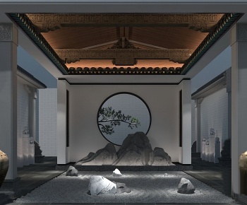 新中式会所景观-id:327673