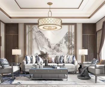 New Chinese Style A Living Room-ID:809864337