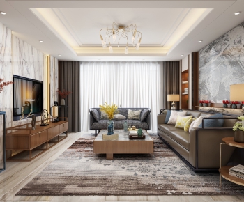 New Chinese Style A Living Room-ID:114821873