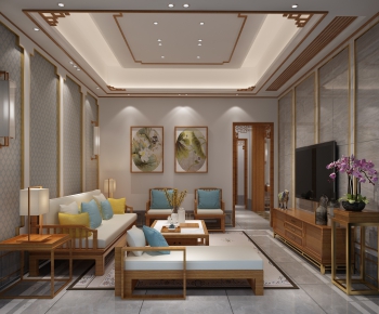 New Chinese Style A Living Room-ID:940481936