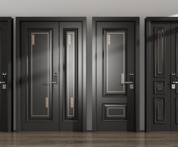 New Chinese Style Unequal Double Door-ID:740929749