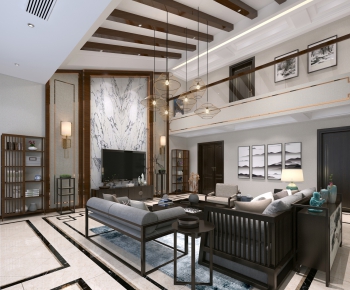 New Chinese Style A Living Room-ID:487458247