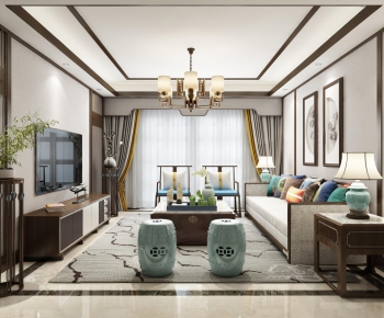 New Chinese Style A Living Room-ID:569958111