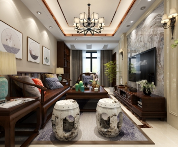 New Chinese Style A Living Room-ID:242683571