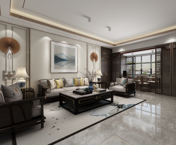 New Chinese Style A Living Room-ID:581358811