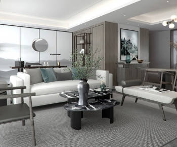 New Chinese Style A Living Room-ID:193499831