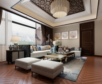 New Chinese Style A Living Room-ID:536940985