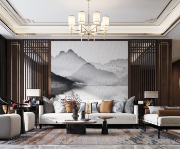 New Chinese Style A Living Room-ID:945999336