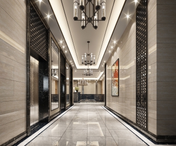 New Chinese Style Office Elevator Hall-ID:606077728