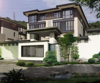 New Chinese Style Villa Appearance-ID:672273199