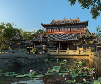 中式古建筑景观桥-ID:421271176
