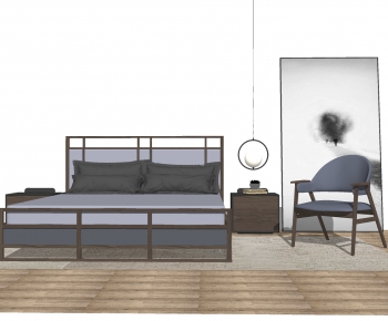 New Chinese Style Double Bed-ID:594655559
