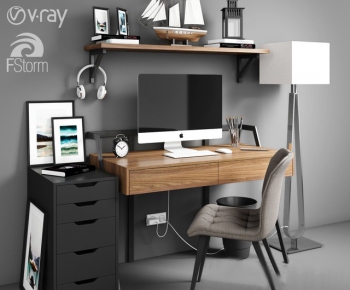 Modern Computer Desk And Chair-ID:516420345