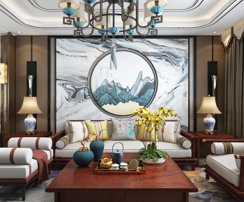 New Chinese Style A Living Room-ID:461844631