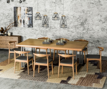 Industrial Style Dining Table And Chairs-ID:235469299