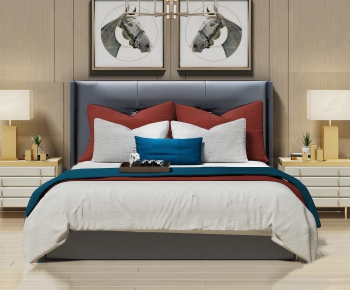 Modern Double Bed-ID:782465746