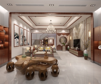 New Chinese Style A Living Room-ID:534986122