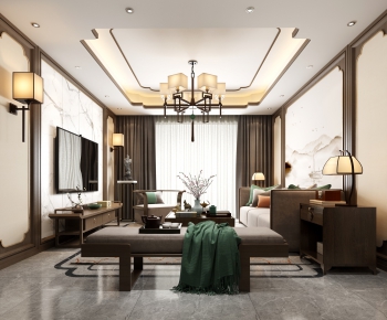 New Chinese Style A Living Room-ID:164598571