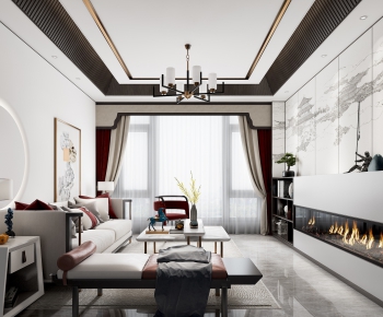 New Chinese Style A Living Room-ID:313012691