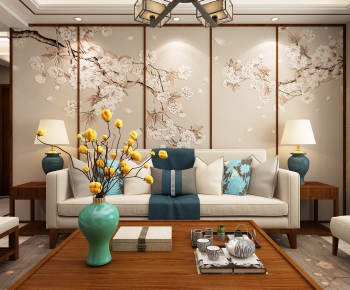 New Chinese Style A Living Room-ID:393465778