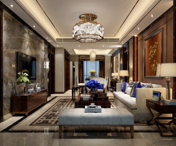 New Chinese Style A Living Room-ID:786566248