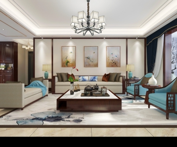 New Chinese Style A Living Room-ID:136628462