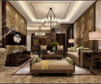 New Chinese Style A Living Room-ID:750271724