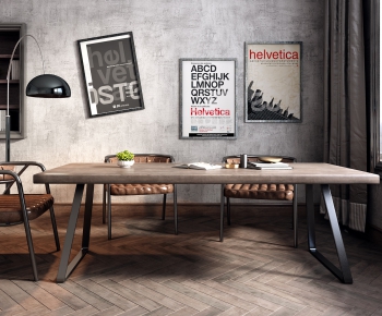 Industrial Style Dining Table And Chairs-ID:984845916
