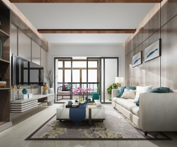 New Chinese Style A Living Room-ID:388662899
