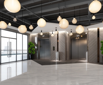 Industrial Style Office Elevator Hall-ID:340151815