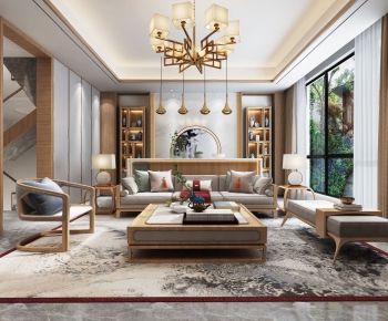New Chinese Style A Living Room-ID:959879688
