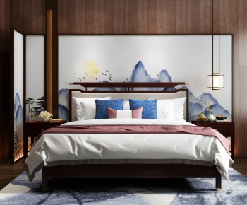 New Chinese Style Double Bed-ID:936803688