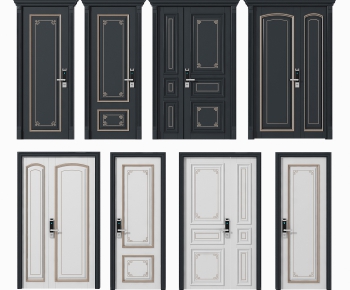 Simple European Style Unequal Double Door-ID:687373717
