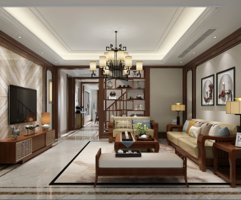 New Chinese Style A Living Room-ID:800539882