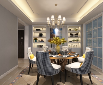 American Style Simple European Style Dining Room-ID:407328944