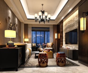 New Chinese Style A Living Room-ID:601087796