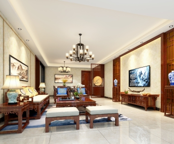 New Chinese Style A Living Room-ID:248420941