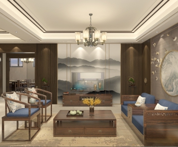 New Chinese Style A Living Room-ID:211245673