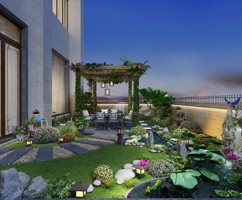 新中式庭院/景观花园3D模型