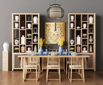 新中式茶桌椅装饰架-ID:163524192